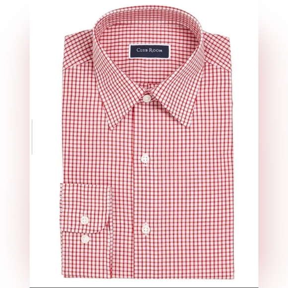 Club Room Other - Club Room Men's Red Plaid Dress Shirt Size Medium 15-15.5 NWT BT-3122